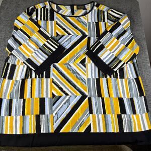 Bob Mackie Wearable Art Multicolor Geometric Blouse Size 3X